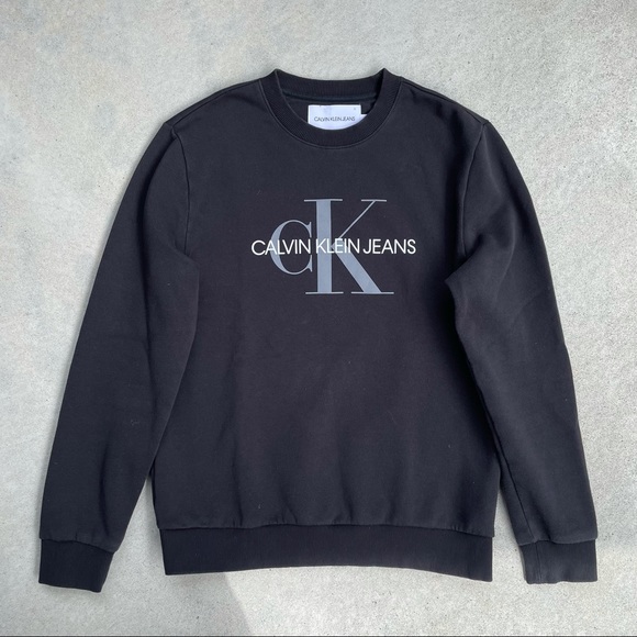 Calvin Klein Jeans classic logo Black crewneck - size M - Picture 1 of 7